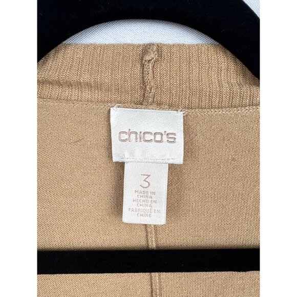 Women’s Chico’s Size 2XL Tan Short Sleeve Cardigan with Pockets - Picture 5 of 6